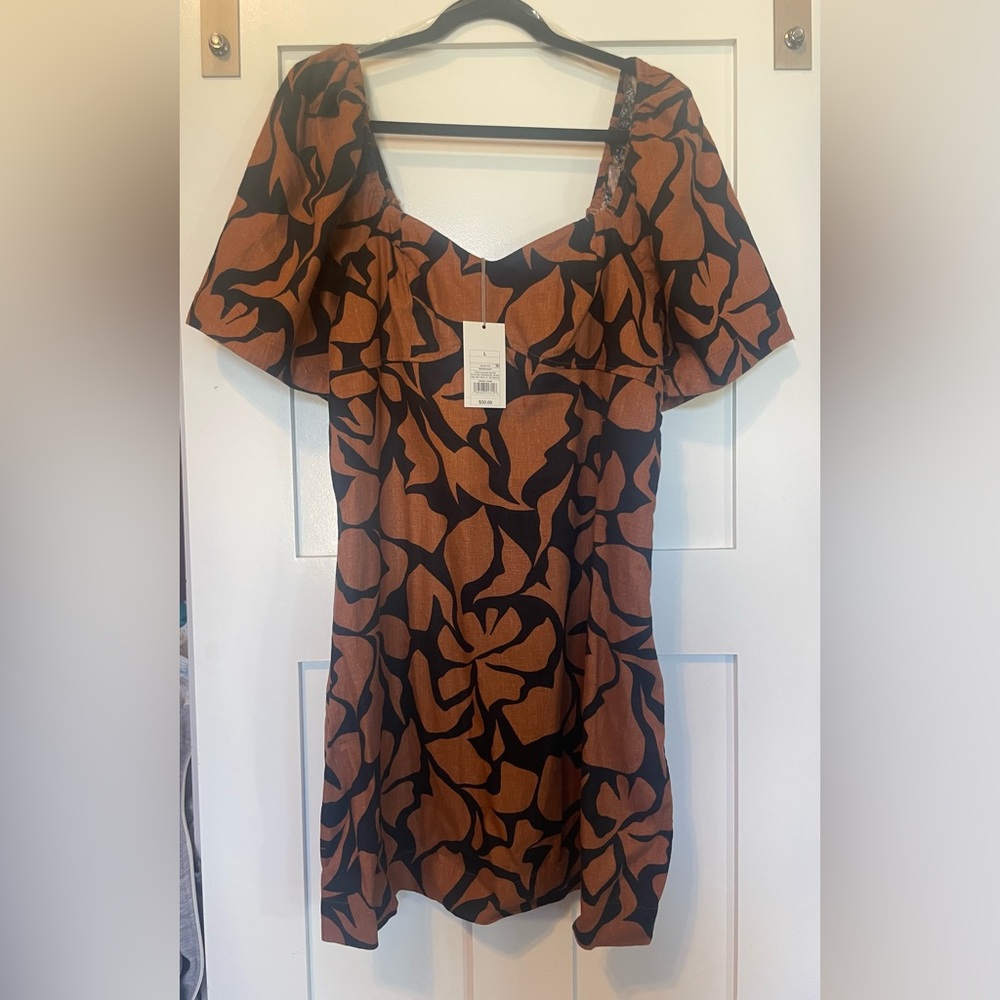 Target Brown/Black Dress with Sweetheart Neckline Office Casual Large NWT